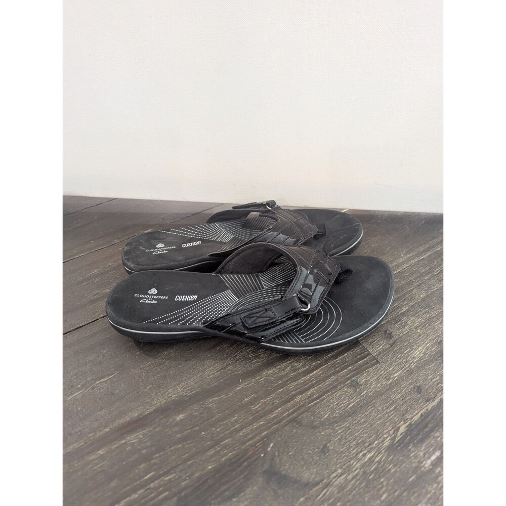 Clarks Women's‎ 7 M Cloudsteppers Thong Sandals Black
